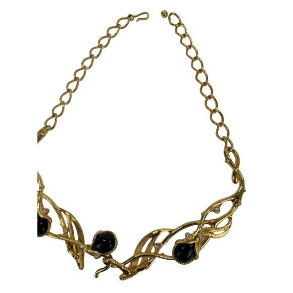 Vintage Jose Maria Barrera for Avon Granada Necklace 1990s Black and Gold Tone - Picture 4 of 8